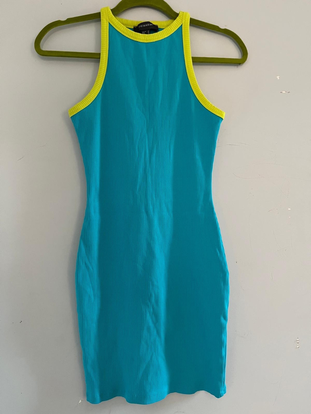 Primark Turquoise Midi Tank Dress with Lime Trim